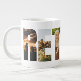 Taza De Café Gigante Letras personalizadas para jubilación con fotos pe