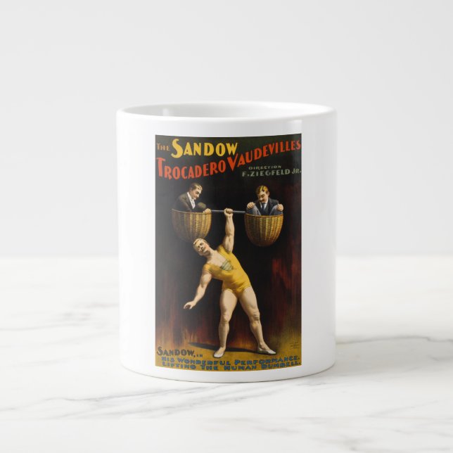 Taza De Café Gigante Levantador de pesas Eugen Sandow Vaudeville (Frente)
