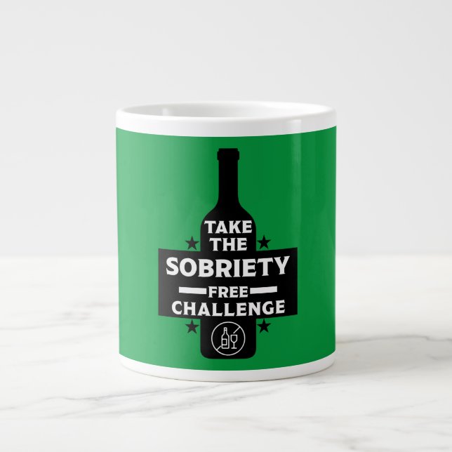 Taza De Café Gigante Libre De Alcohol Y Sobrio (Frente)
