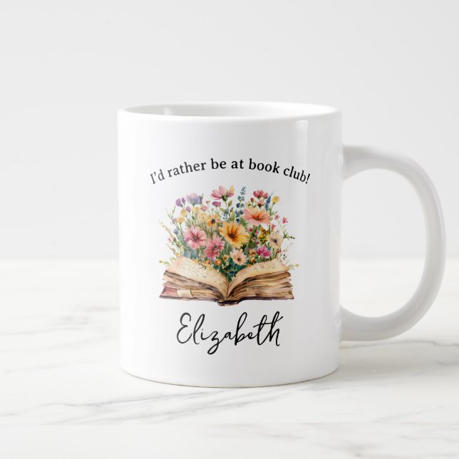 Taza De Café Gigante libro de acuarela personalizado de amante de libro (Derecha)