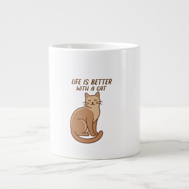 Taza De Café Gigante Life Is Better With a Cat – Cute Cat Lover Design (Frente)