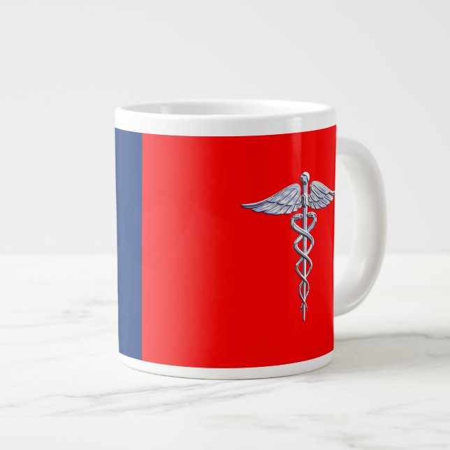 Taza De Café Gigante Liga de Símbolo Médico Caducto de Estilo Cromado (Derecha)