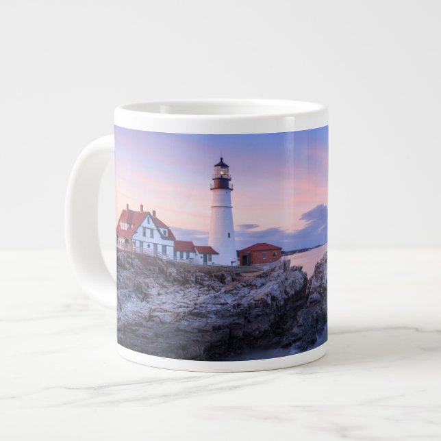 Taza De Café Gigante Lighthouses | Cape Elizabeth, Maine (Izquierda)