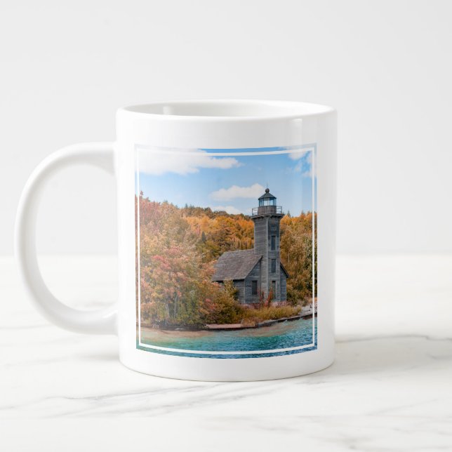 Taza De Café Gigante Lighthouses | Grand Island East Channel Light (Izquierda)