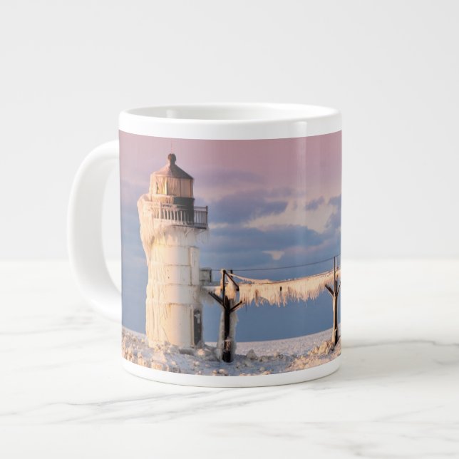 Taza De Café Gigante Lighthouses | Lake Michigan Lighthouse (Izquierda)