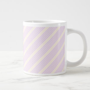 Taza De Café Gigante Lilac púrpura y beige cinco rayas patrón