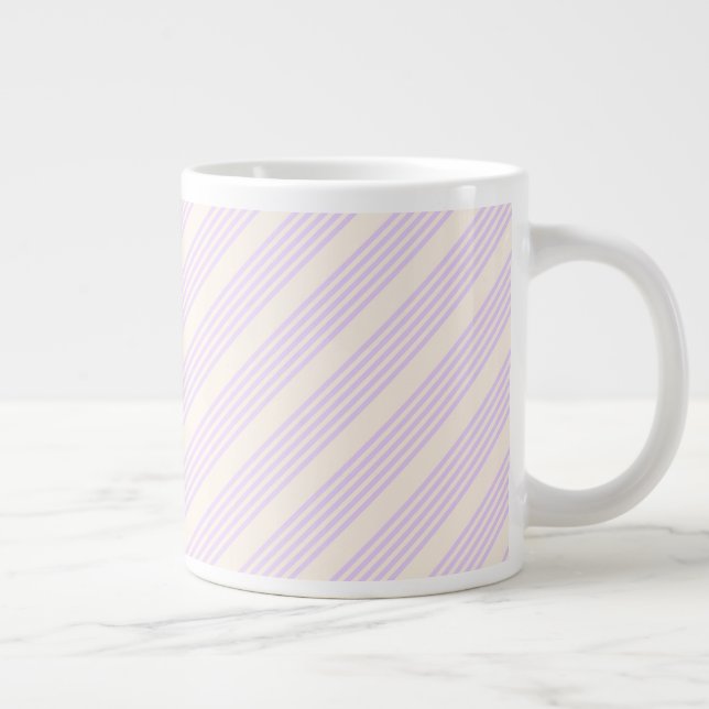 Taza De Café Gigante Lilac púrpura y beige cinco rayas patrón (Derecha)