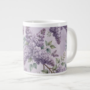 Taza De Café Gigante Lilas Flores de Lilas Verde Salvia Lavanda Polvori