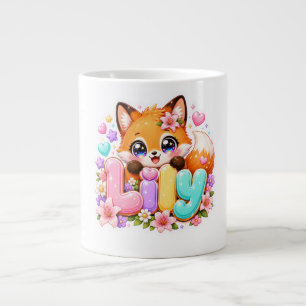Taza De Café Gigante Lily Fox Kawaii Bonito Nombre Floral Madera Rosa P
