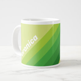 Taza De Café Gigante Lily Pad Green Stripes with Name