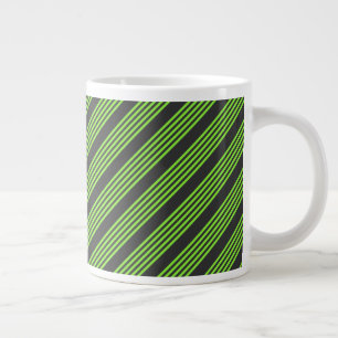 Taza De Café Gigante Lime verde y carbón vegetal cinco rayas patrón