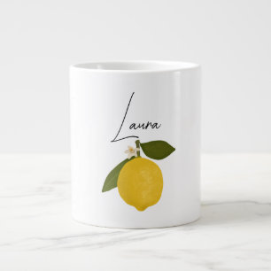 Taza De Café Gigante Limón Amarillo con Hojas Verdes Citrus Fresco