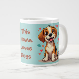 Taza De Café Gigante Lindo Beagle Kawaii con Corazones Perro Juguetón