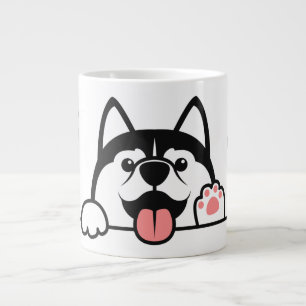 Taza De Café Gigante Lindo Husky Siberiano nombre y texto personalizado