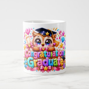 Taza De Café Gigante Lindo Kawaii Felicitaciones Graduado Búho Pastel P