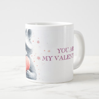 Taza De Café Gigante lindo mapache con corazón para el día de San Valen