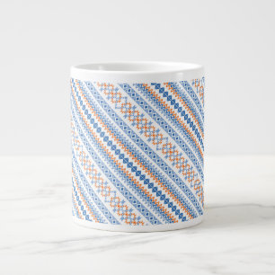 Taza De Café Gigante Lindo patrón de motivo tribal azteca naranja azul