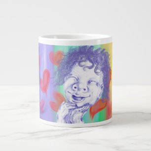 Taza De Café Gigante Lindo pequeño riendo con deleite 
