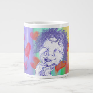 Taza De Café Gigante Lindo pequeño riendo con deleite 