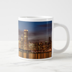 Taza De Café Gigante Línea Aérea De Chicago De Noche