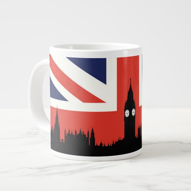 Taza De Café Gigante Línea aérea de Londres| Bandera británica (Izquierda)