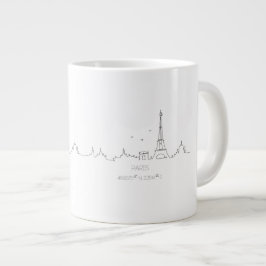 Taza De Café Gigante Línea aérea de París con coordenadas mug