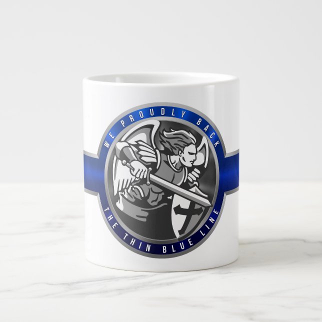 Taza De Café Gigante Línea Azul delgada (Frente)