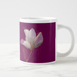 Taza De Café Gigante Línea dorada de magnolia blanca magenta