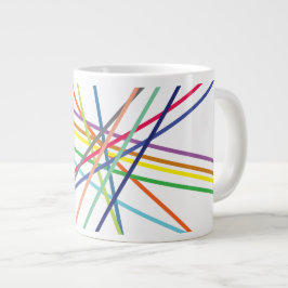 Taza De Café Gigante Líneas de cruce de grises multicolores