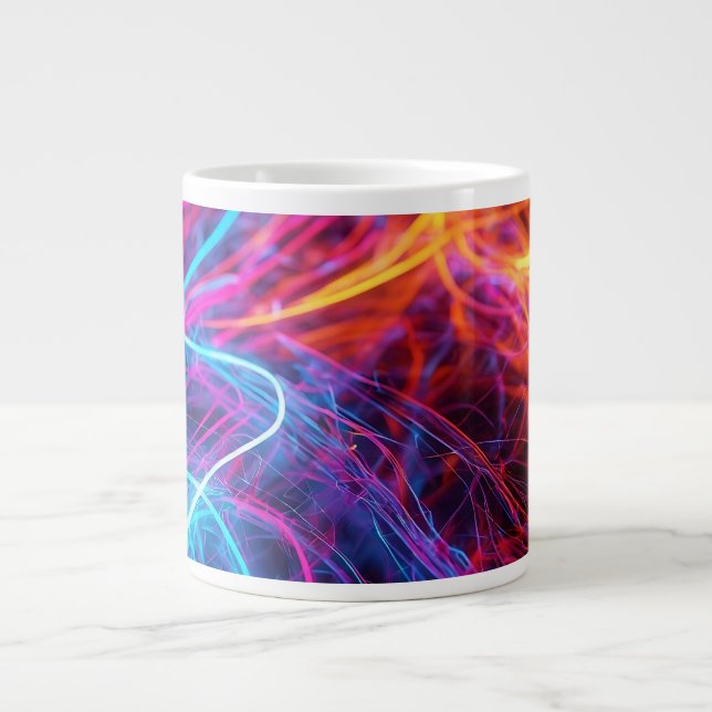 Taza De Café Gigante Líneas de Neon (Frente)