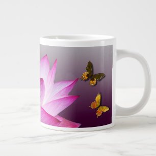 Taza De Café Gigante Lirio de agua y mariposas