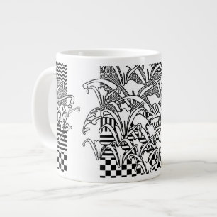 Taza De Café Gigante Lirios en blanco y negro