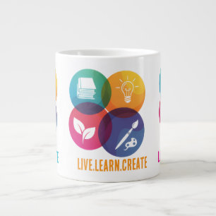 Taza De Café Gigante Live.Learn.Create Jumbo Coffee Mug