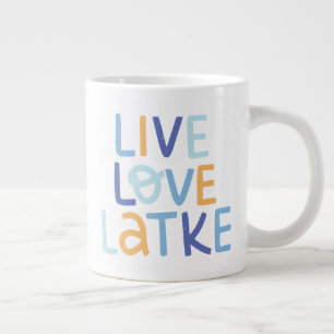Taza De Café Gigante Live Love Latke Hanukkah Design