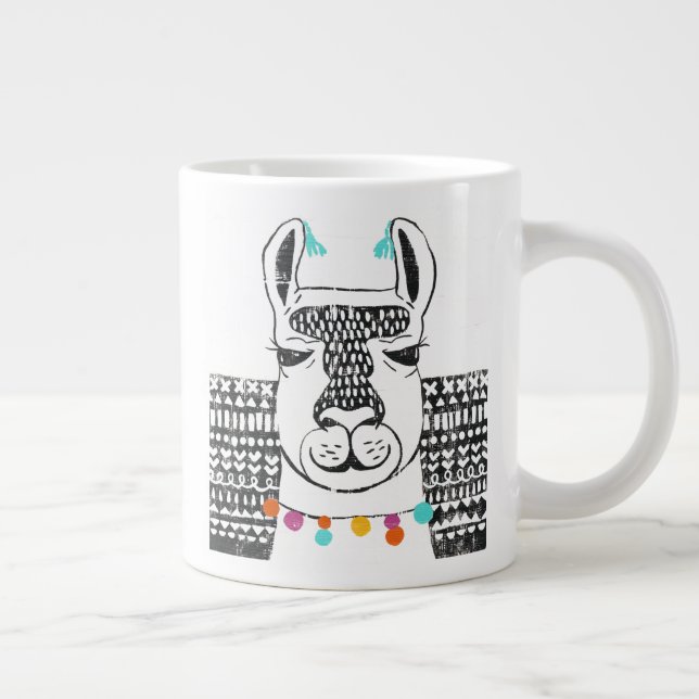 Taza De Café Gigante Llama fiesta - Retrato (Derecha)