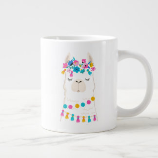 Taza De Café Gigante Llama floral linda