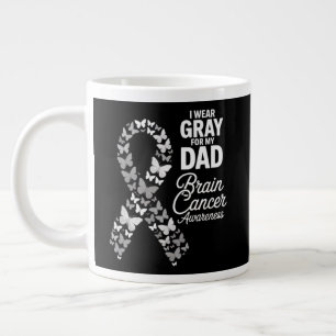 Taza De Café Gigante Llevo Gris por mi Papá - Conciencia del Cáncer de