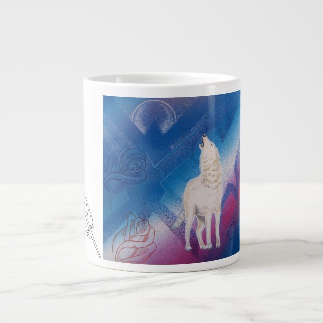 Taza De Café Gigante lobo blanco (Frente)