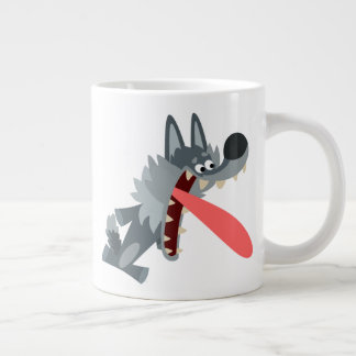 Taza De Café Gigante Lobo emocionado lindo del dibujo animado