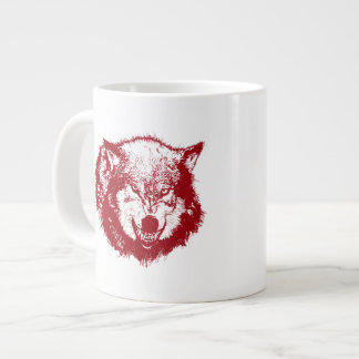 Taza De Café Gigante Lobo enojado en rojo