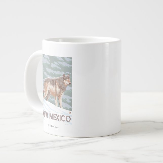 Taza De Café Gigante Lobo gris StandingNew México (Izquierda)
