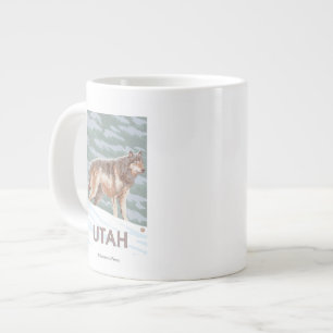 Taza De Café Gigante Lobo gris StandingUtah