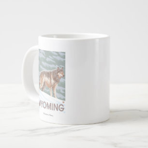 Taza De Café Gigante Lobo gris StandingWyoming