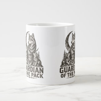Taza De Café Gigante Lobo Mamá y Cachorros Bosque Luna Naturaleza Gráfi