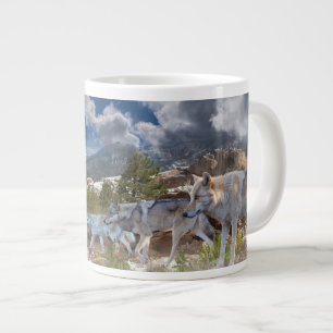 Taza De Café Gigante Lobos grises "Un viaje familiar"