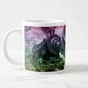 Taza De Café Gigante Locomotora de motor de vapor de vintage
