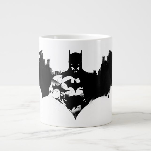 Taza De Café Gigante Logo de Batman y Gotham Silhouette Bat (Frente)