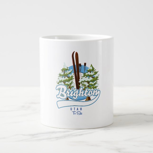 Taza De Café Gigante Logo de Brighton Utah para esquiar (Frente)