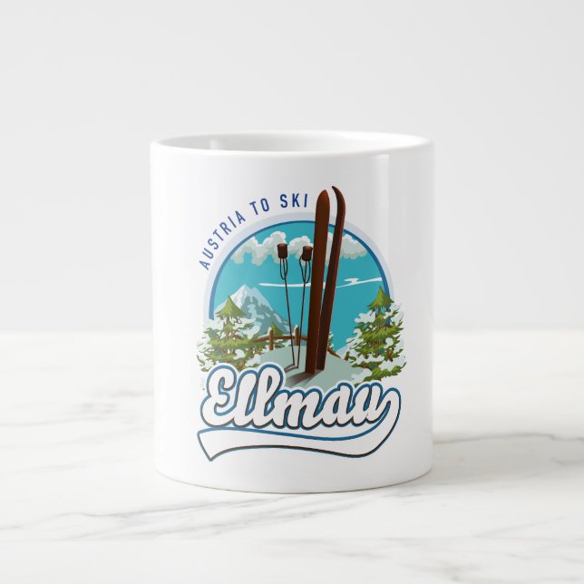 Taza De Café Gigante Logo de Ellmau Austria para esquí (Frente)
