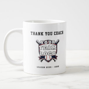 Taza De Café Gigante Logo de foto de equipo de béisbol Gracias entrenad